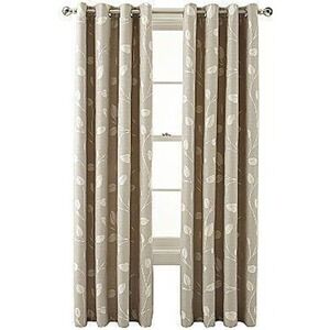 MarthaWindow Hampton Leaf Grommet Curtain Panel 50x84 Taupe Gray Energy Saving